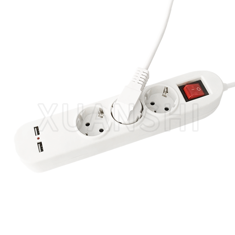 Europäische 3-fach Steckdosenleiste mit 2 USB und Schalter JL-3,XS-XBDK30U